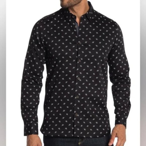 Ted Baker London | Men's Printed Planet Long Sleeve Shirt - Picture 7 of 8